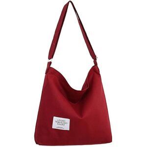 Women's Wine Red Imported Canvas Retro Large Size Shoulder Crossbody Tote Bag
